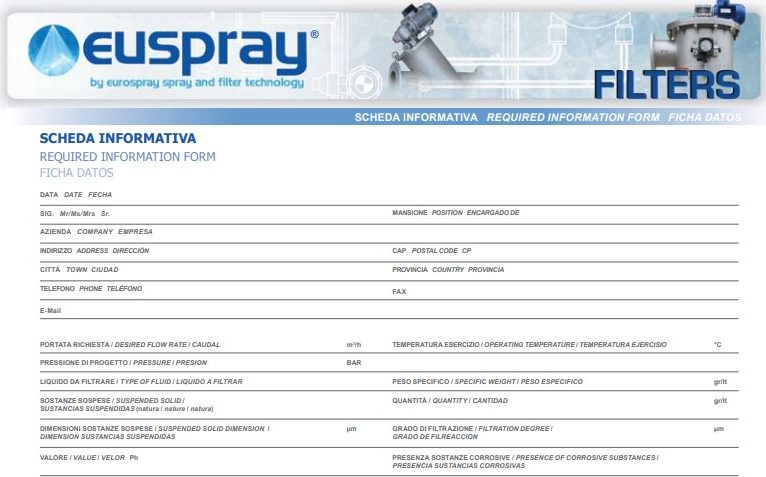 Scheda informativa filtri